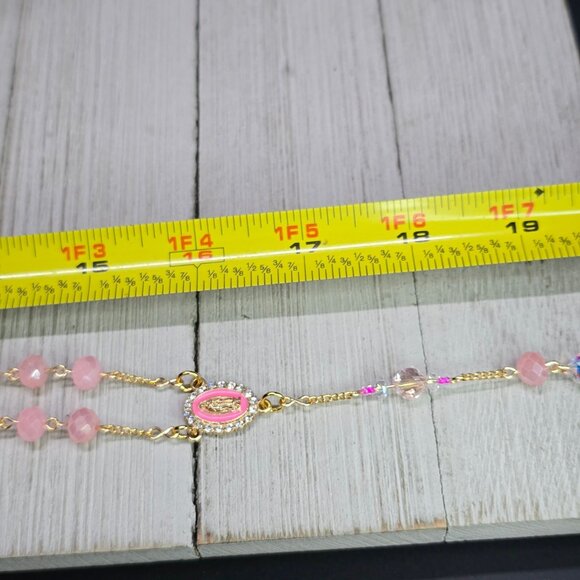 Handcrafted Pink and Gold Delicate and Elegant Aurora Rosary Christmas Gift - Picture 9 of 10
